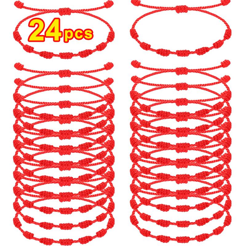 1/24pcs 7 Knots Red String Bracelets for Women Men Lucky Amulet Friendship Handmade Braid Rope Wristband Bracelet Jewelry Gift