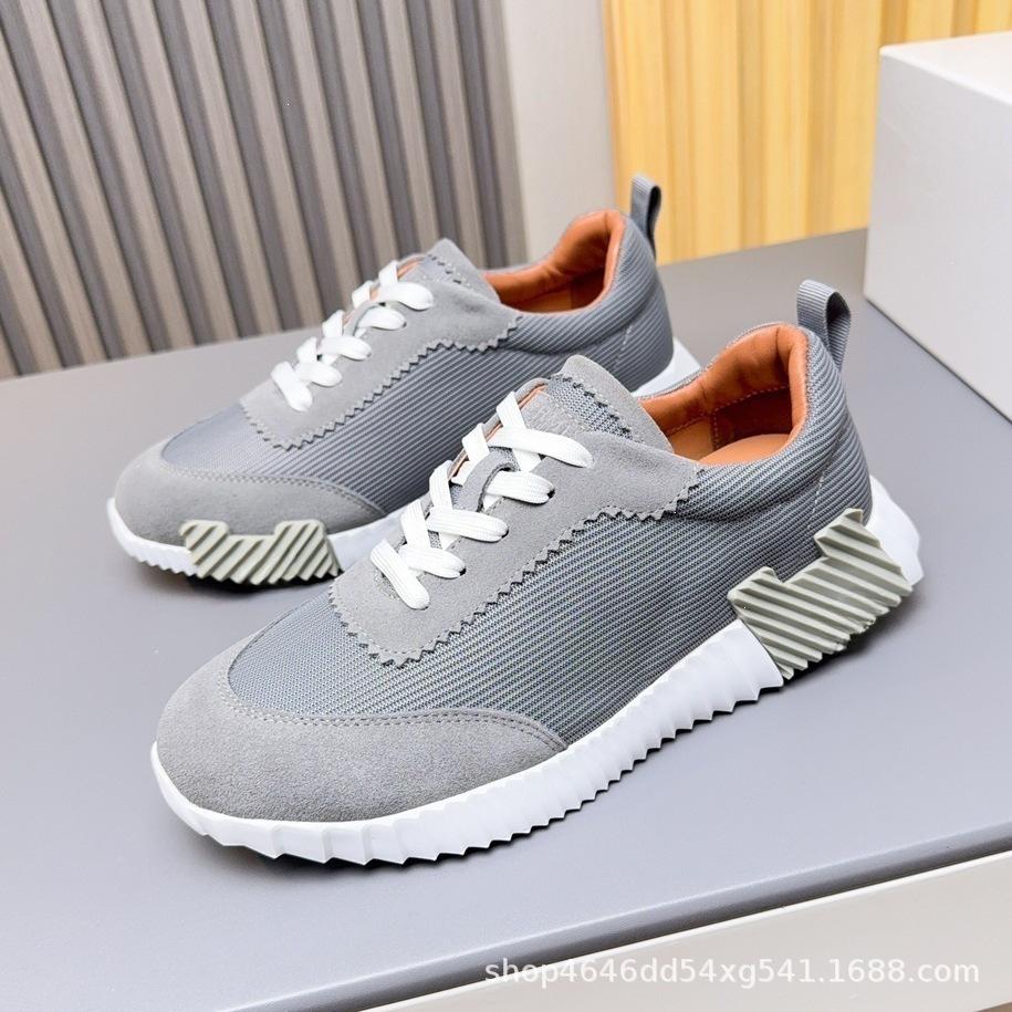 H Fashion Casual Sports Shoes Early Spring Leather Men's and Women's Flat Running Shoes