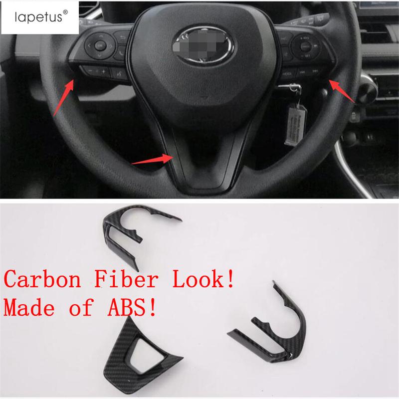 Steering Wheel Button Frame Decoration Cover Trim ABS Carbon Fiber Accessories Interior For TOYOTA RAV4 RAV 4 XA50 - 2024