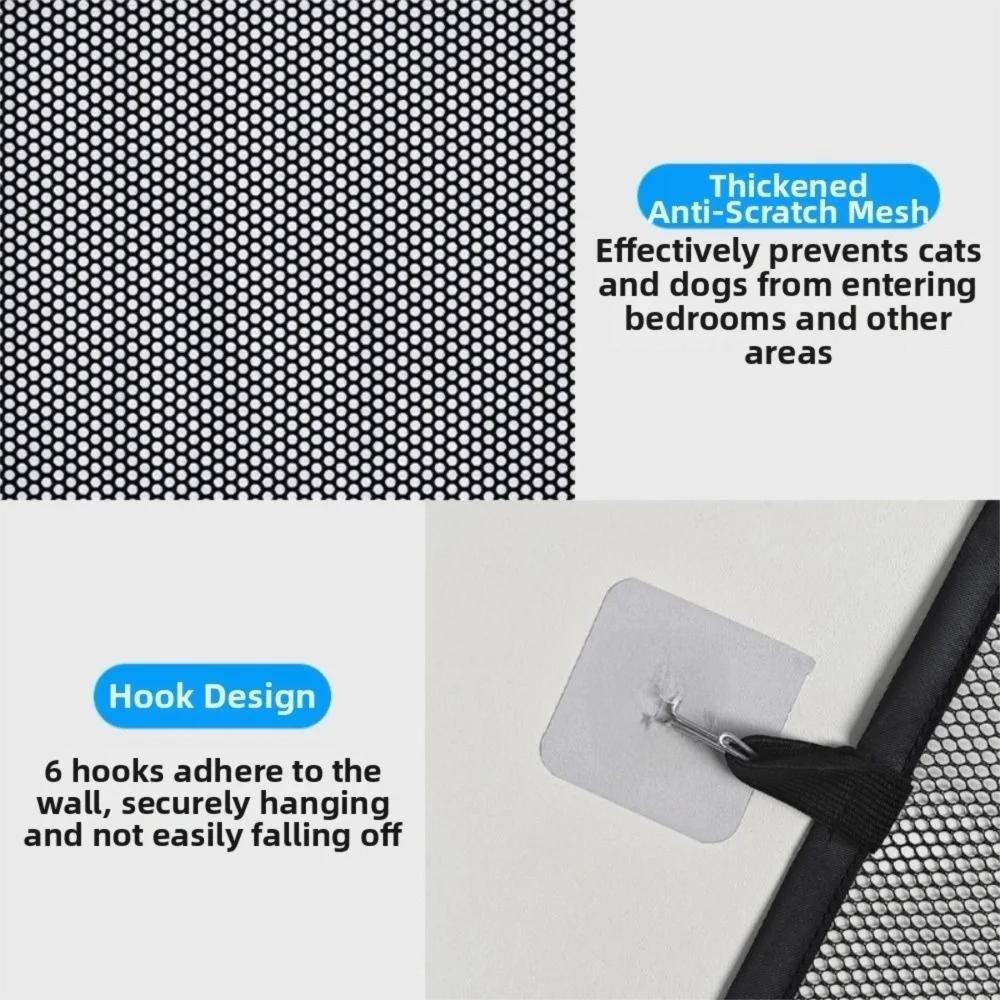 New Retractable Pet Barrier Fences Folding Anti-Escape Pet Safety Gate Mesh with Hooks Dog Isolation Gate Stairs