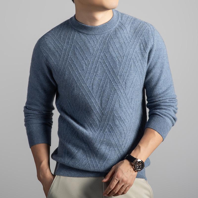 Men s Winter Cashmere Jacquard Sweater - Soft, Warm, Fashionable, and Comfortable Round Neck. M
