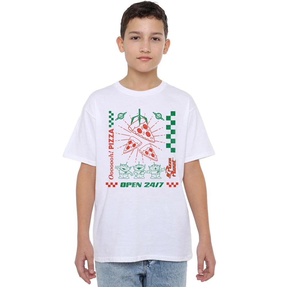 Toy Story Pizza Planet Aliens Boys 100% Cotton T-shirt Mens Tees Top 7-13 Years, White S
