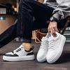 2025 New Autumn Lace-up Sports Sneakers for Men Solid Color Fashion Casual White Board Shoes Male Cow Leather Platform Shoes Man