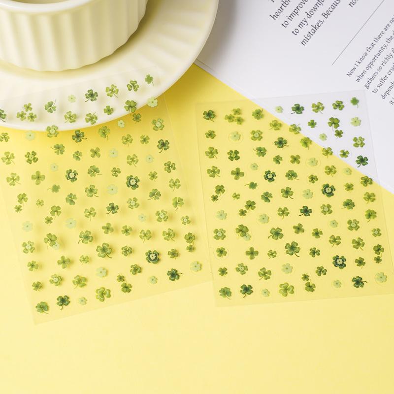 Mini Four Leaf Clover Stickers Waterproof Cute DIY Kpop Toploader Scrapbooking Decorative Sticker Phone Decal Stationery