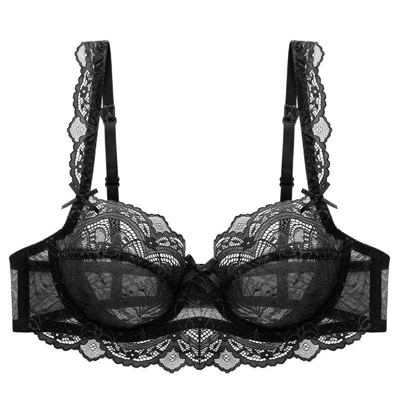 Neues beliebtes sexy durchsichtiges Spitzen-Unterwäsche-Anzug für Frauen mit kleinem Busen, ultradünne Schale, weicher Bügel, keine Polsterung, atmungsaktive BH-Abdeckung