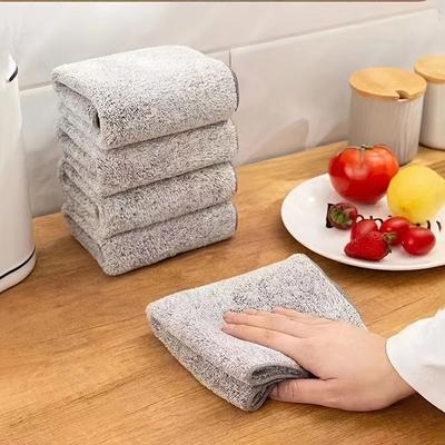 5PCS Bamboo Charcoal Fiber Cloth, Absorbent Dishwashing Cloth, Non Greasy Kitchen and Restaurant Dishwashing Towel