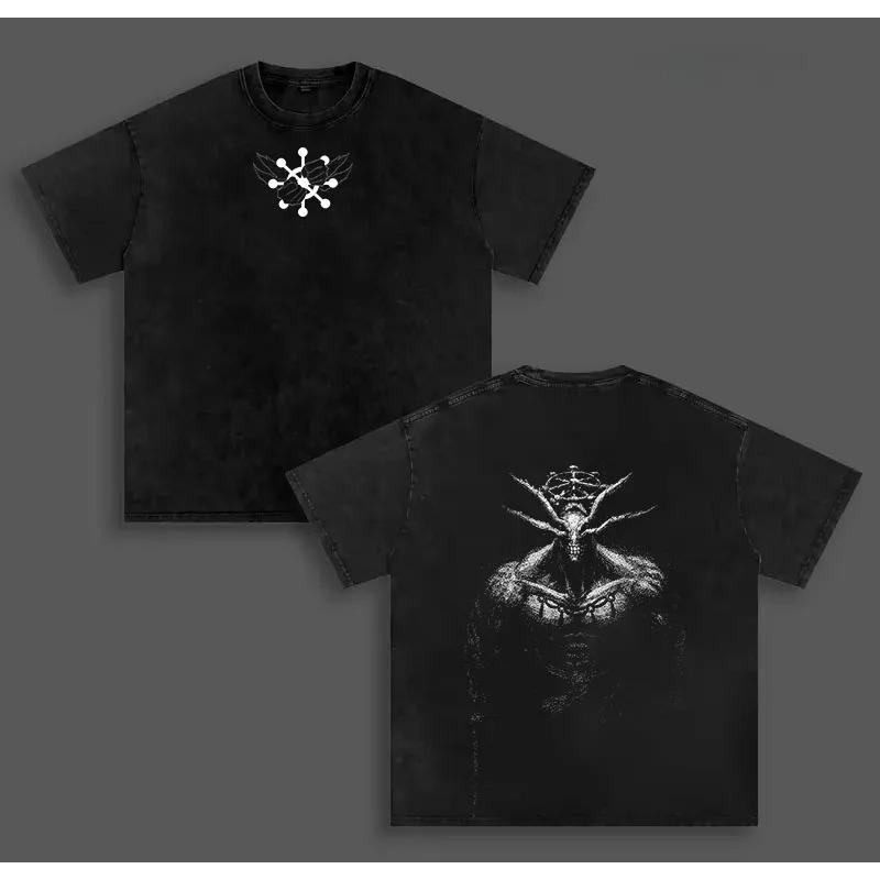 Manga Jujutsu Kaisen Makora T-shirt Y2k Washed Oversized Tshirt Men Women Clothing Top Summer Short Sleeve Cozy Cotton Tee Shirt
