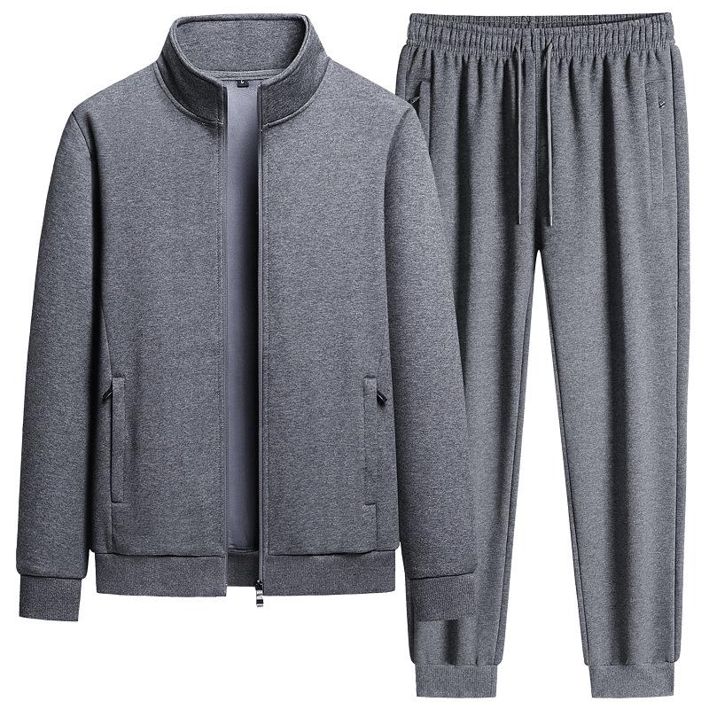 Tuta sportiva da uomo in pile stile coreano con maniche lunghe e pantaloni slim in cotone