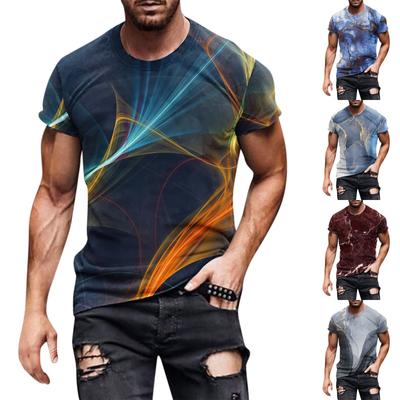 Europeu e americano em torno do pescoço casual estilo étnico retro impresso manga curta camiseta topo