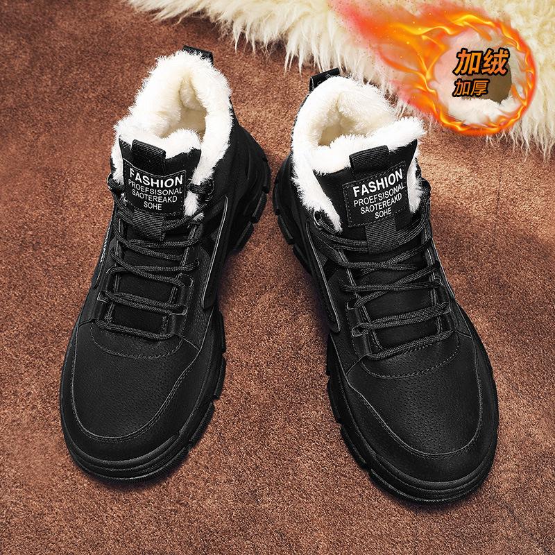Fleece Martin boots 2025 autumn and winter new men's sports leather surface fleece thickened Martin boots retro tooling men's boots