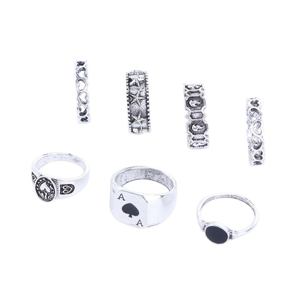 Simple Heart Width Hip-hop Spades A Korean Style Ring Men Finger Ring Irregular Ring Punk Style