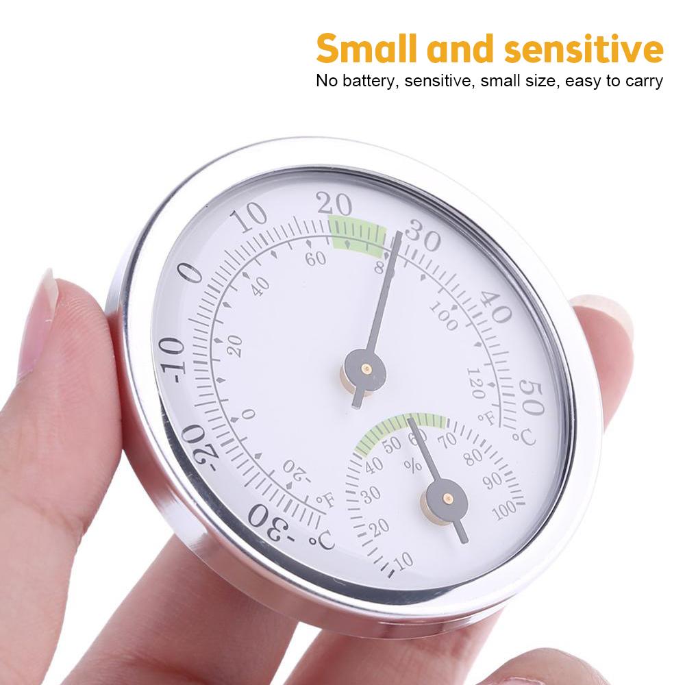 Mini Thermo-Hygrometer Analog Indoor Hygrometer Temperature and Humidity Meter Battery Free Diameter