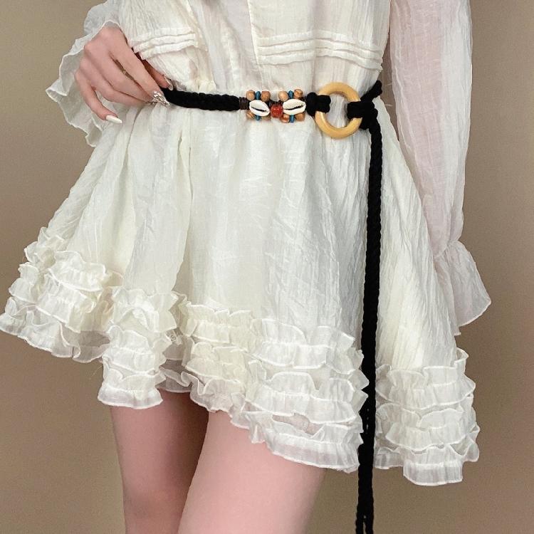 Lightweight Braided Rope Belt Handmade Round Clasp Waist Cincher Adjustable Waist Strap for Daily Wear