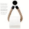 1pc Hemp Rope Self-Adhesive Wall Mounted Toilet Paper Holder - Towel Storage Rack for Home Use