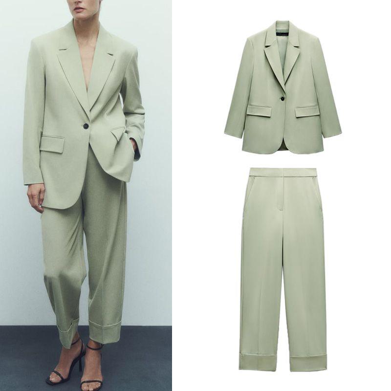 Spring NEW Set Casual Curling Trousers Straight Pants 9929227 Straight Cut Blazers 9929327