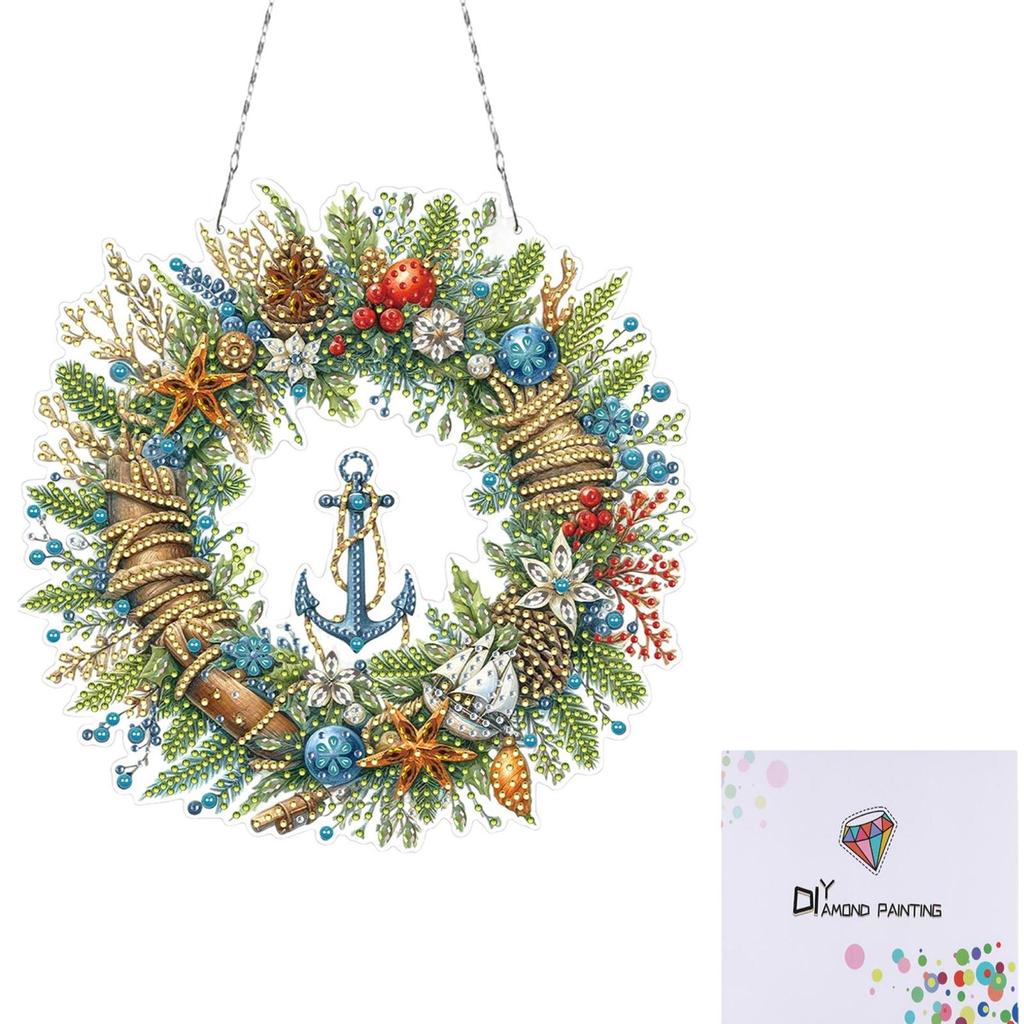 Xmas Theme 2D/Flat DIY Rhinestone Diamond Art Window Pendants Diamond Painting Set Special Shape Wall Decor for Home & Windows