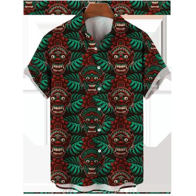 Herren Sommer Kurzarm Hawaiihemd Strandurlaub Print Hemd Top 100% Polyester Herren Street Style Kurzarmhemd
