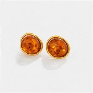 Salircon 5 Colors Classic Retro Stainless Steel Geometric Stud Earrings Boho Trendy 18K Gold Plated Inlaid Resin Earring Jewelry