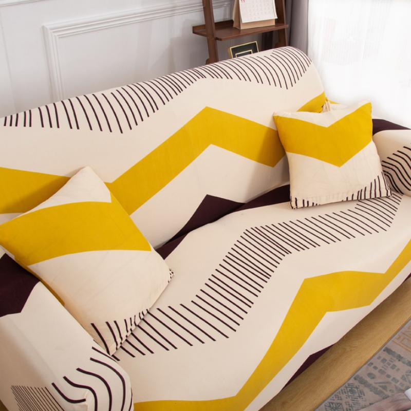 Printed Stretch Sofa Cover Elastic Polyester Spandex Couch Covers, Universal Fitted Sofa Slipcover for Sofa Furniture Protector