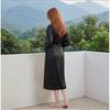 New Arrival Satin Solid Smooth Finish Unlined Contrast Trim Stylish Waist Tie Women's Pajamas Set