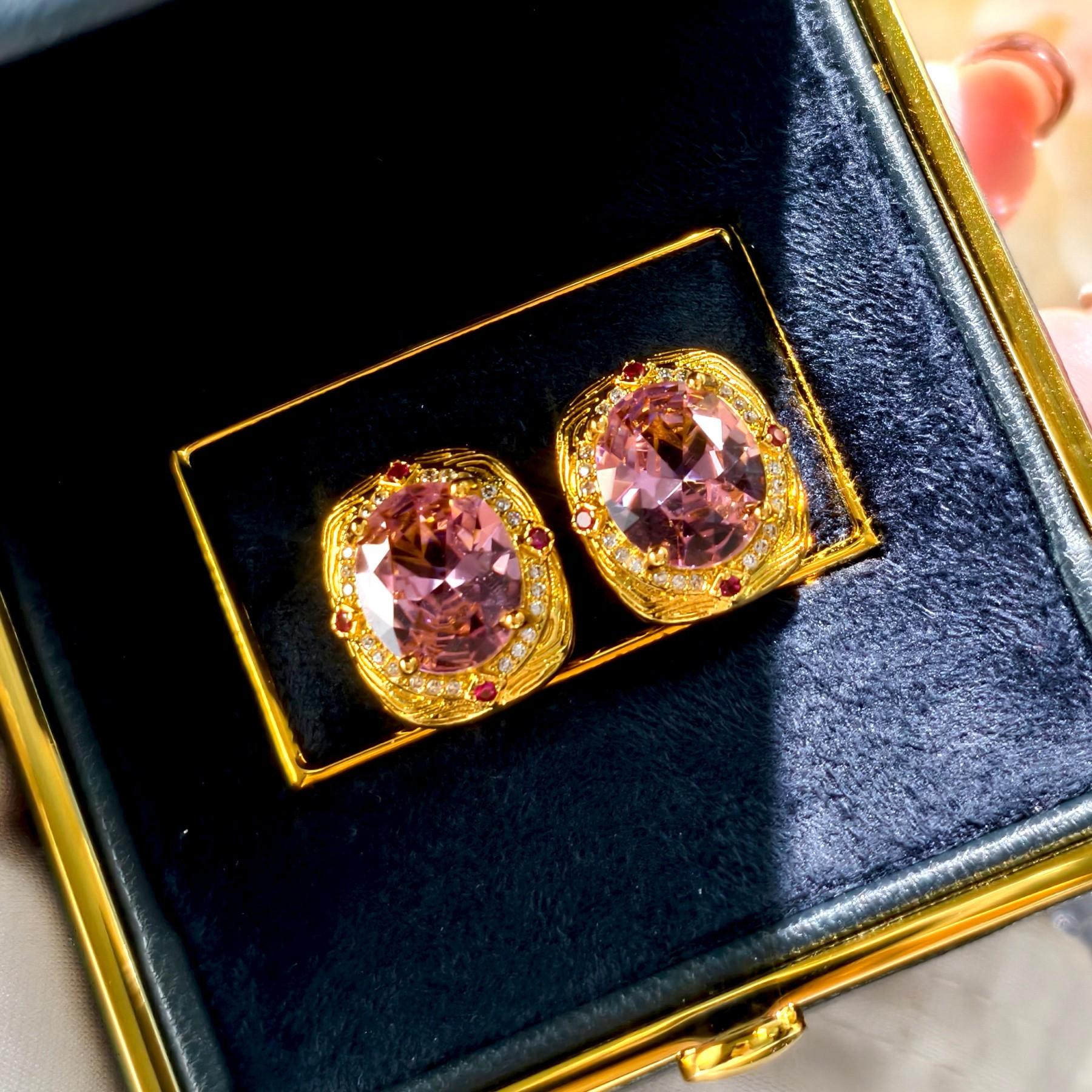 

Oval Big Clara Brushed Pink Red Diamond Pendant Earrings Open Ring Temperament Fashion 2026