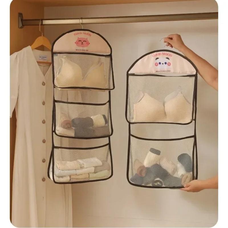 Extra Large Wall Mounted Mesh Storage Bag Cartoon Design for Organizing Toys Clothes Socks Bathroom Items Portable Net Organizer