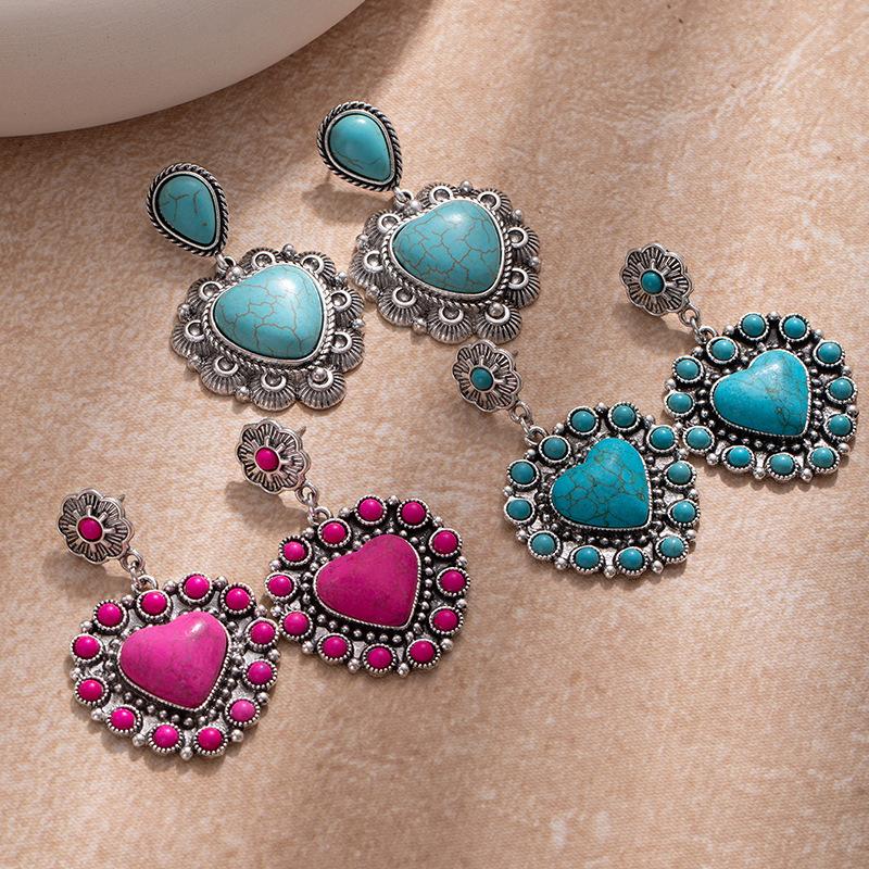 Premium Turquoise Love Earrings Premium Retro Bohemian Earrings Personality Trend Party Earrings
