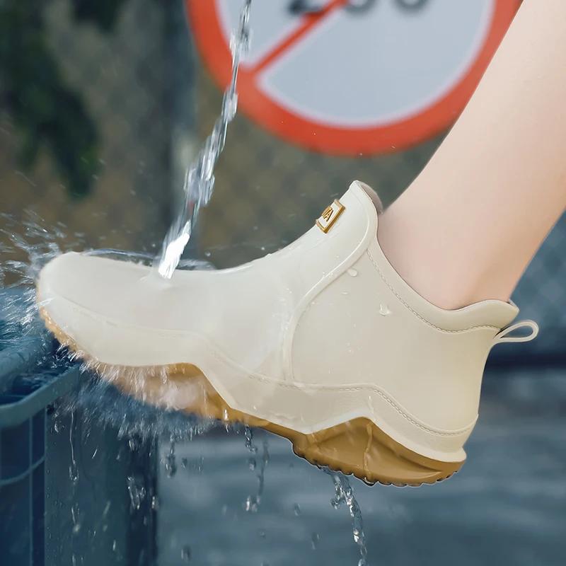 Fashion Couple's Outdoor Rain Boots Men High Top Hiking Fishing Water Shoes Anti-slip Chef Work Ankle Boots Waterproof Shoes