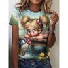 Summer Women's 3D Printed Crew Neck T-Shirt Fashion Versatile Trend Breathable Casual