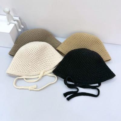25 Early Autumn New Fashion After Women's Tether with Knitted Breathable Bucket Hat Sunscreen Sunshade Bucket Hat Tide