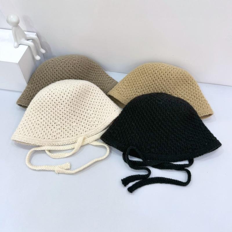 25 early autumn new fashion after women's tether with knitted breathable bucket hat sunscreen sunshade bucket hat tide