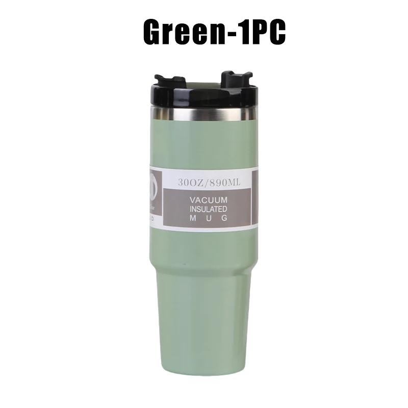 890ml High Quality Double Wall Cups 890ML Stainless Steel Portable Coffee Mug For Car With Lids Tumbler With Handle And Straw