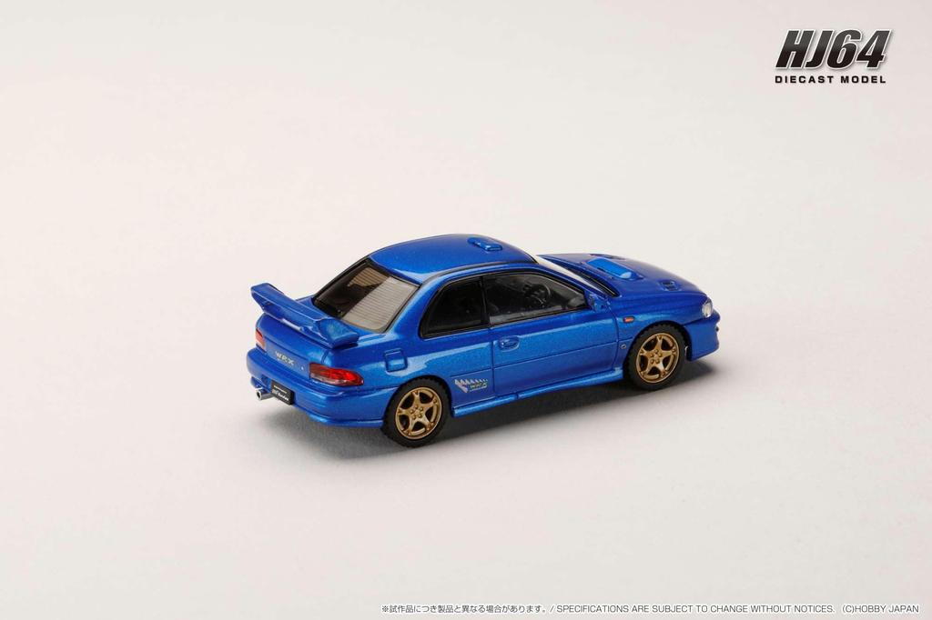HJ64 Scale Subaru Impreza PURE SPORTS COUPE WRX type R STi Version V Limited Sonic Blue Mica Finished Model HJ641079FBL 1/64 (GC8)