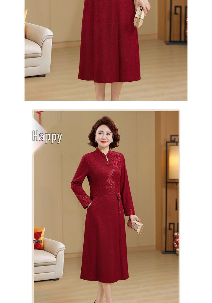 Elegant Spring Dress for Mother of the Bride or Wedding Guest - Stylish Attire for Middle-Aged and Elderly Women