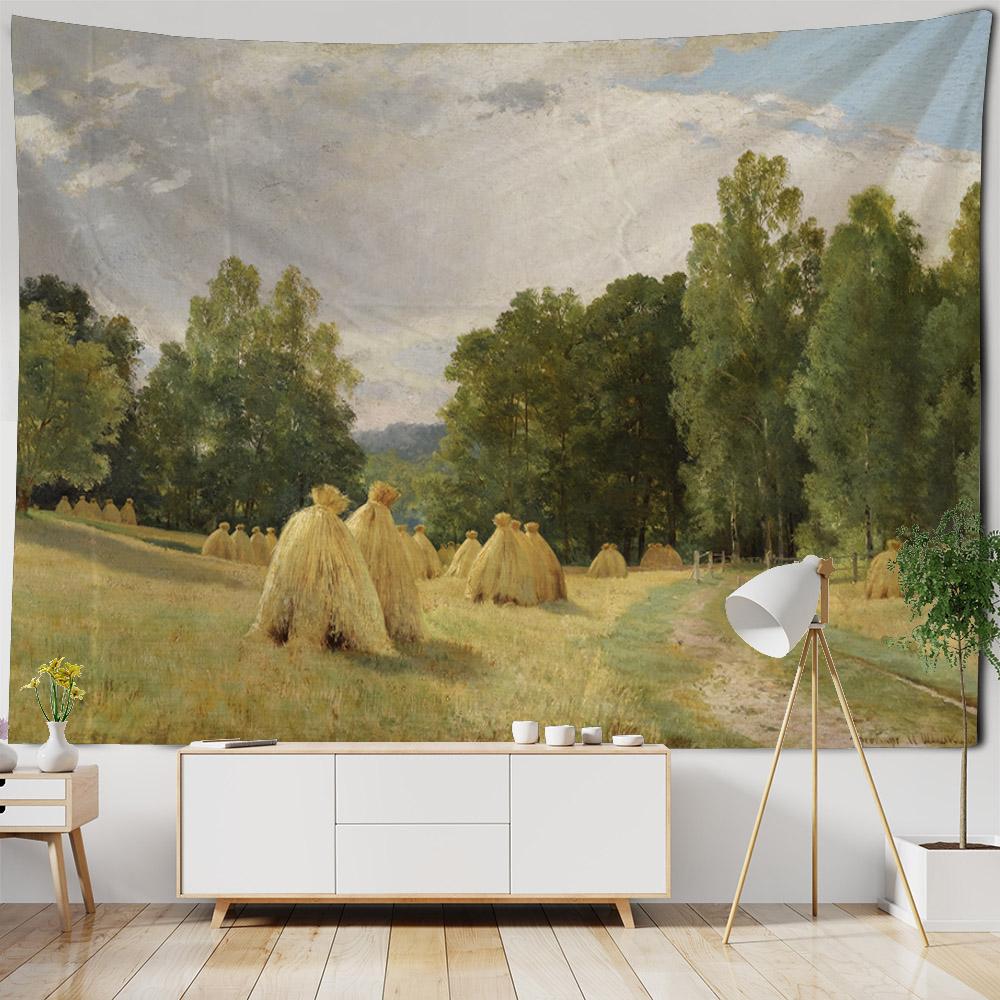 Bellissimo Arazzo Paesaggio Forestale Decorazione Murale per Camera da Letto Soggiorno Tessuto di Sfondo, Murale in Tessuto Estetica Hippie