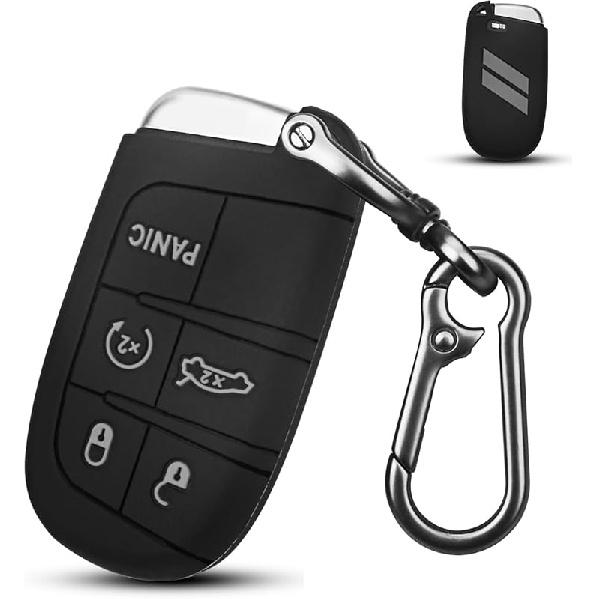 QBUC for Dodge Key Fob Cover 5 Button Silicone Remote Key Case for Dodge for Jeep Grand Cherokee