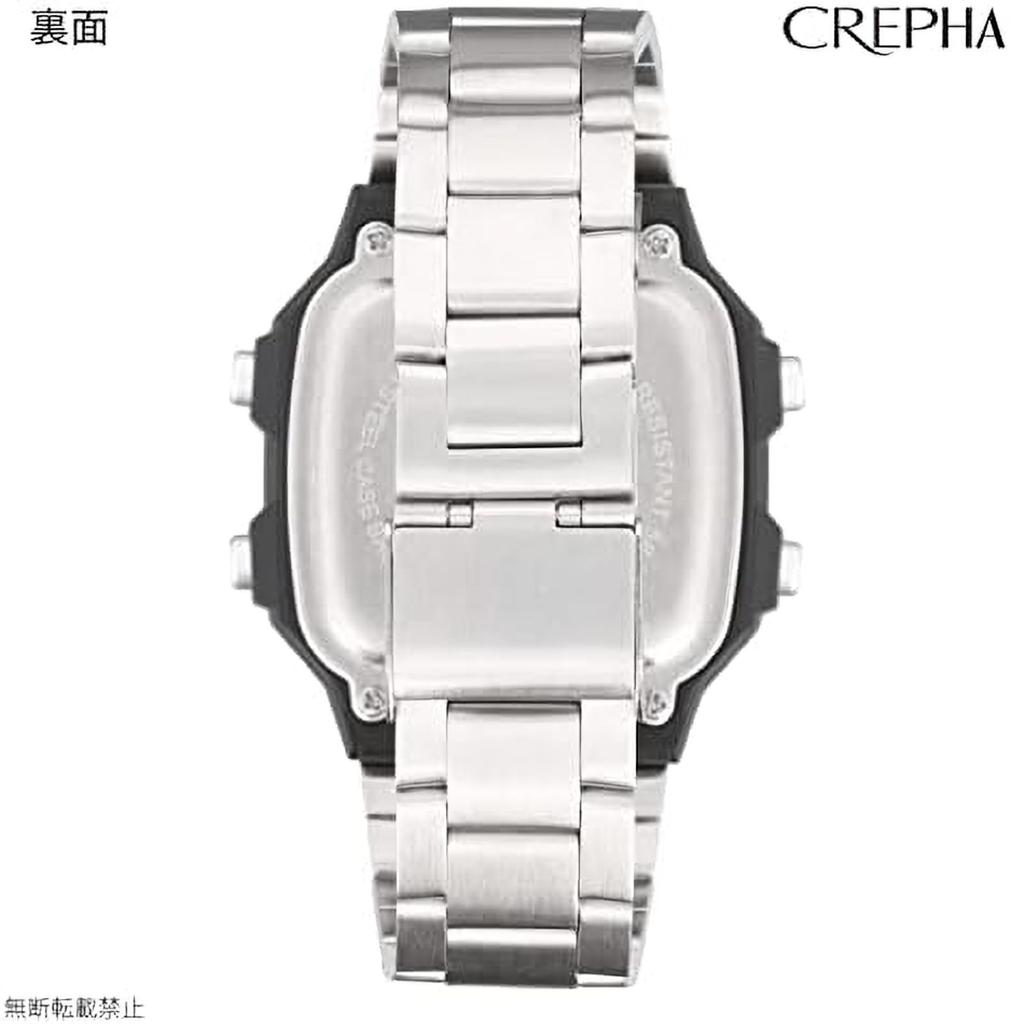 [Klefa] Digital Men's Watch Waterproof Metal Band Silver TS-D306-BK