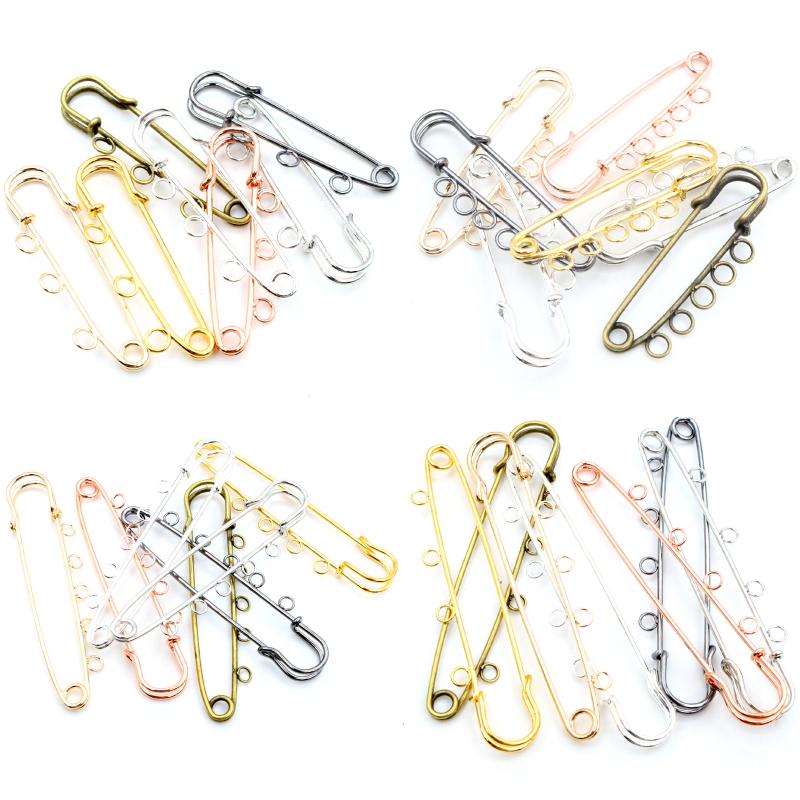 5pcs/lot Safety Pins Brooch Blank Base Brooch Pins 50/80/90mm Pins 3/5 Rings Jewelry Pin for Jewelry Making Supplies Accessorie