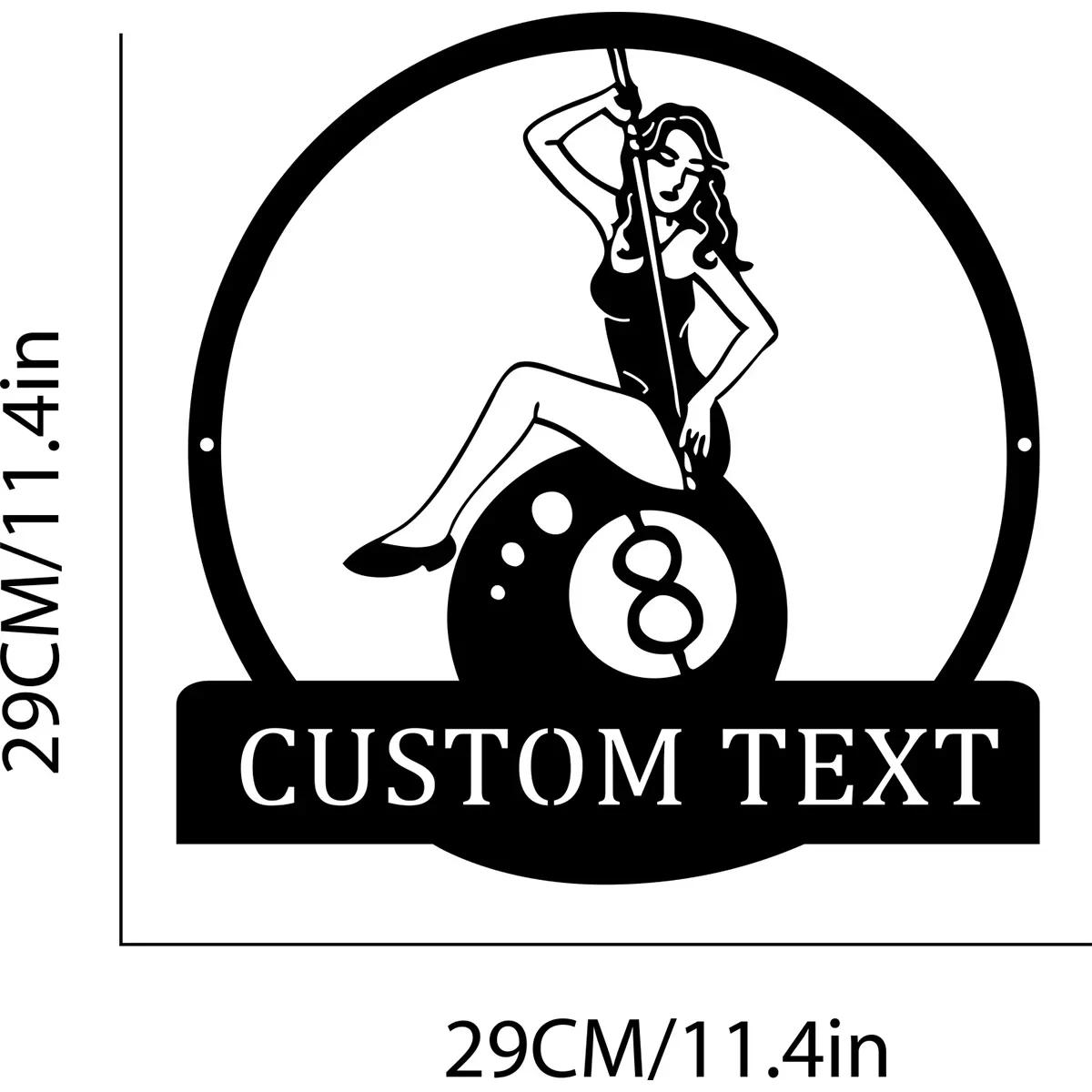 

Billiards Metal Sign Wall Decor, Custom Pool Player Art for Game Room, Female Billiards Neon Sign