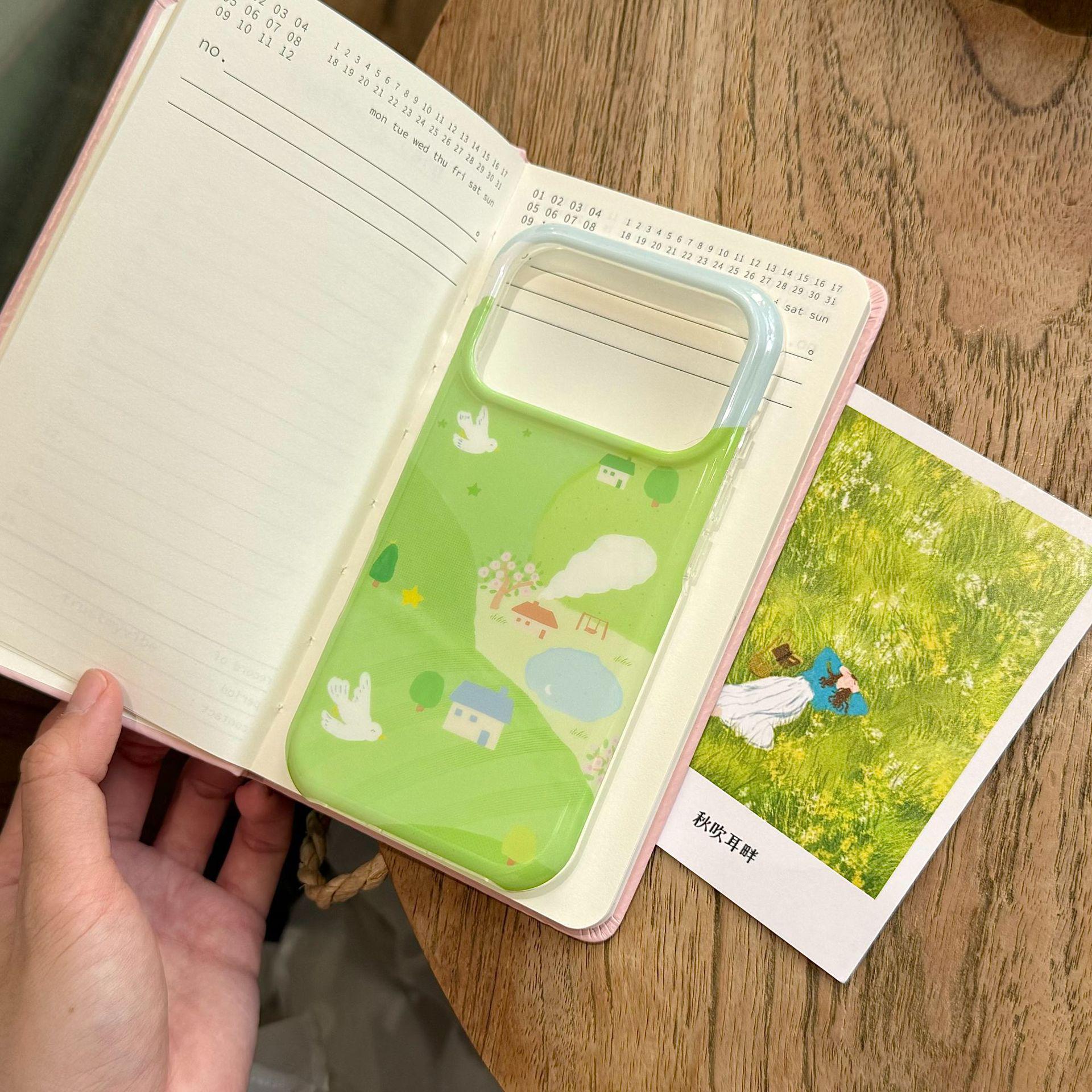 

Spring Forest Green Cartoon iPhone Case for Apple 17ProMax/16/15 - Drop-proof Silicone Protection 17Pro