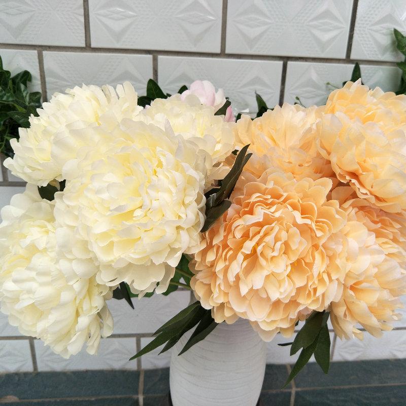Artificial Peony Flower Bouquet For Wedding Decor With Silk Material In Multiple Colors