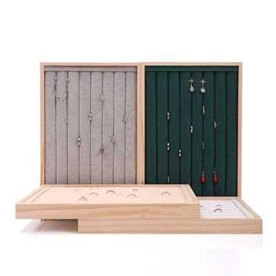 1 STÜCK Schlichtes Holz Mehrfarbiges Ringtablett Ohrring Schmuck Aufbewahrung Display Tablett Ring- und Ohrring-Displaytablett