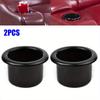 2 soportes de plástico negro para vasos de agua y bebidas, soporte de cenicero empotrado, accesorios universales para autocaravanas, coches, barcos, remolques.