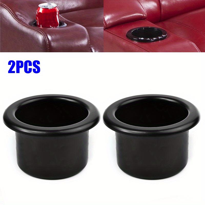 2 soportes de plástico negro para vasos de agua y bebidas, soporte de cenicero empotrado, accesorios universales para autocaravanas, coches, barcos, remolques.