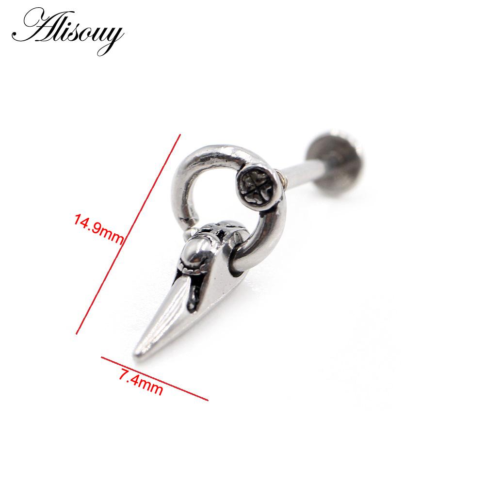 Alisouy 1 Stück Edelstahl Stern Mond Kreuz Schlange Totenkopf Tragus Helix Bar Labret Lippenring Knorpel Ohr Ohrring Piercing Schmuck