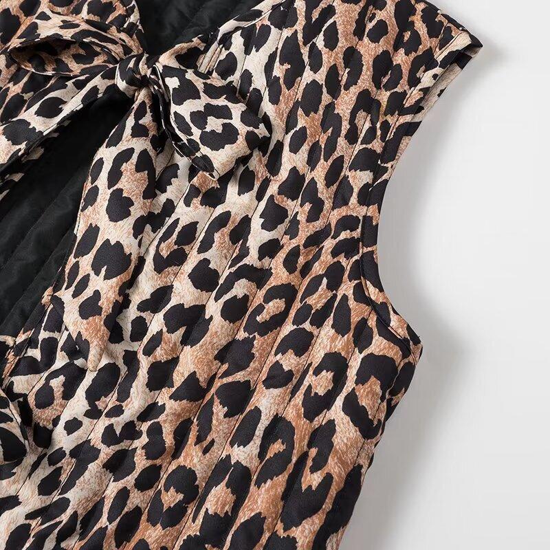 foreign trade wholesale, European and American style French women's clothing fashion design leopard print printed vest