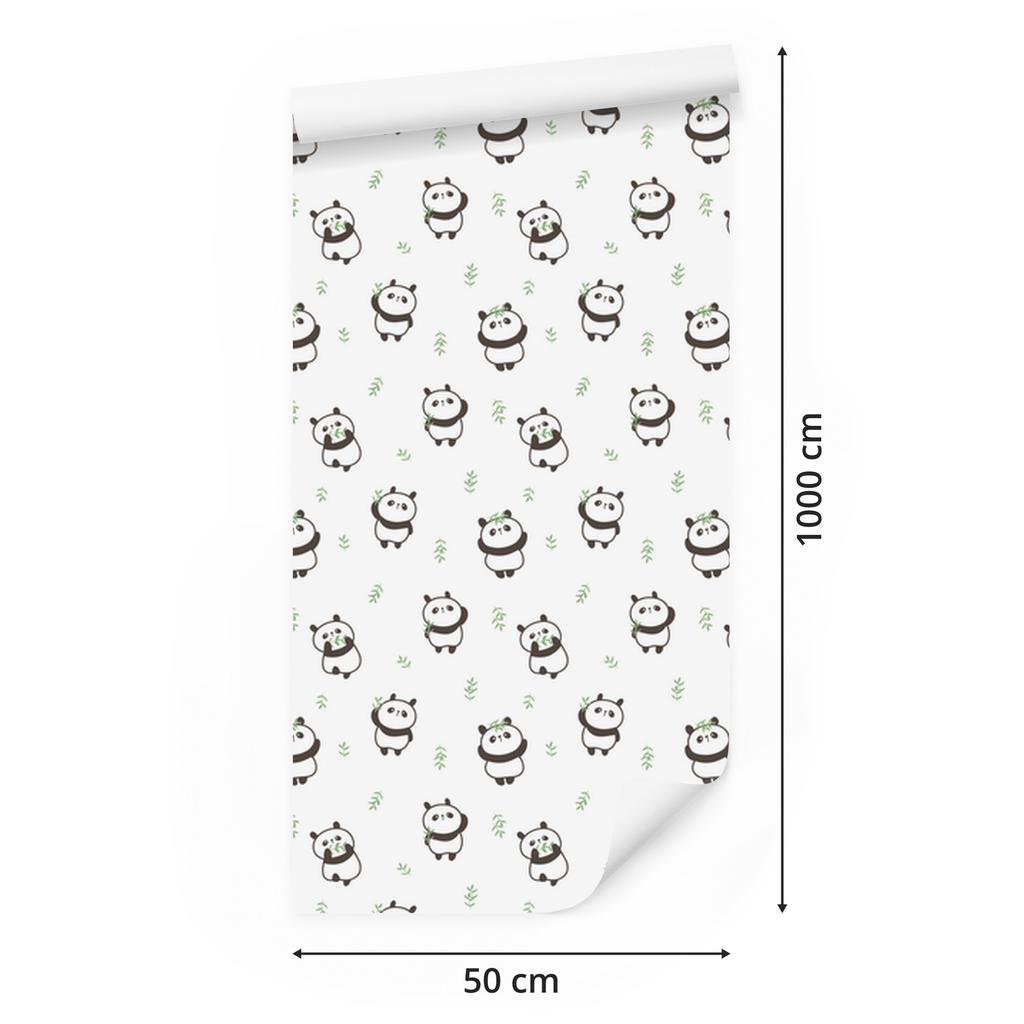 Panda wallpaper with leaves in the background for the living room and bedroom 50x1000
