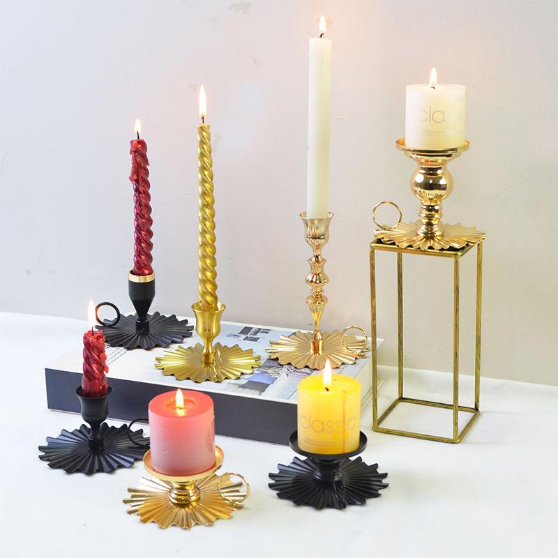 1PC Candle Stand Black Iron Home Decoration Metal Pillar Candleholder Candle Holder Desktop Cast Decor Taper Candlestick Wedding