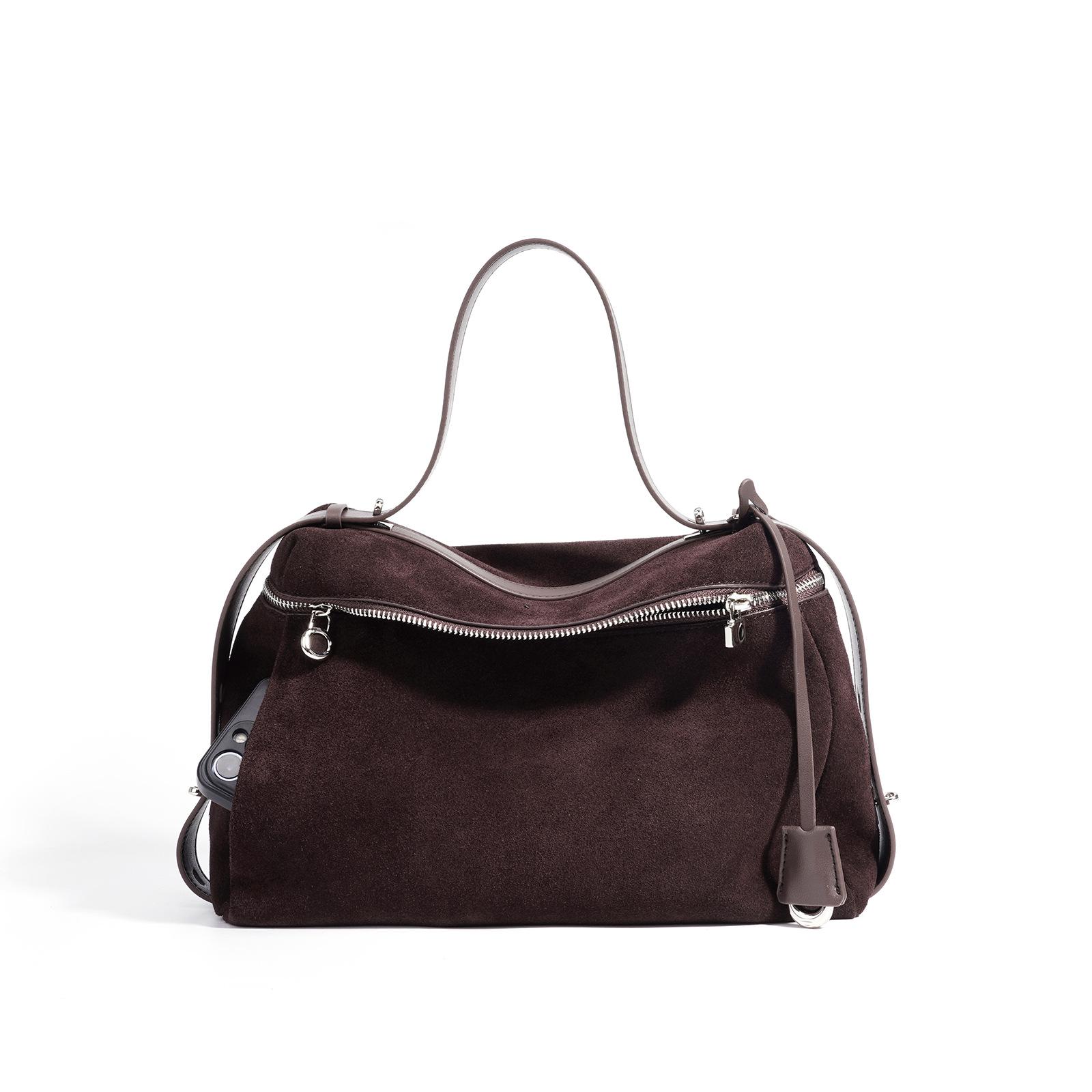 2026 High-end, Fashionable Simple Matte Leather Single-shoulder Crossbody Trendy Versatile Commuter Women s Designer Luxury Bag 32x11x24cm коричневый