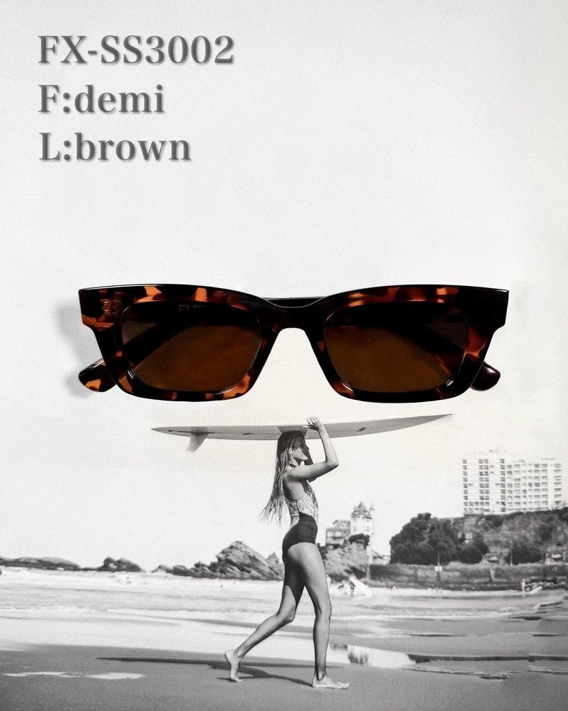 Slim Square 3 Sunglasses demi brown Brand Popular Stylish Fashion Glasses UV Protection [Flex] (F L brown) Women's Men's
